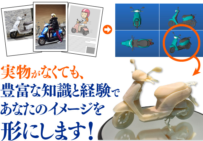 実物が無くてもあなたのイメージ通りにモデリングいたします。